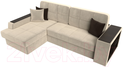 Диван угловой Лига Диванов Брюссель левый / 29386L (микровельвет бежевый)