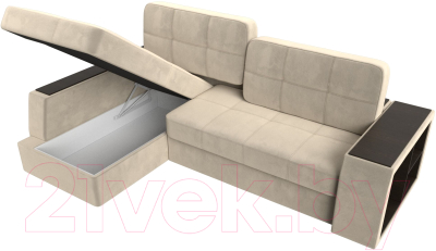 Диван угловой Лига Диванов Брюссель левый / 29386L (микровельвет бежевый)