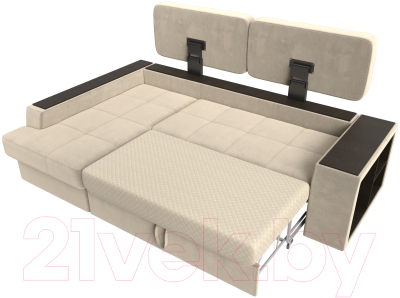 Диван угловой Лига Диванов Брюссель левый / 29386L (микровельвет бежевый)