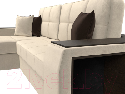 Диван угловой Лига Диванов Брюссель левый / 29386L (микровельвет бежевый)