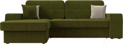 Диван угловой Лига Диванов Брюссель левый / 29387L (микровельвет зеленый)