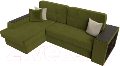 Диван угловой Лига Диванов Брюссель левый / 29387L (микровельвет зеленый)