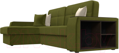 Диван угловой Лига Диванов Брюссель левый / 29387L (микровельвет зеленый)