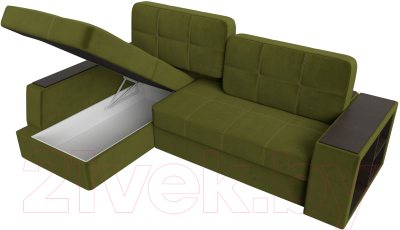 Диван угловой Лига Диванов Брюссель левый / 29387L (микровельвет зеленый)
