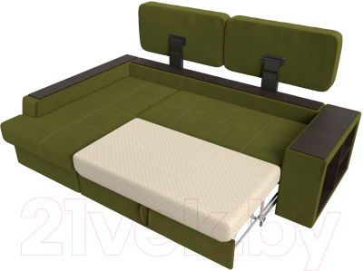 Диван угловой Лига Диванов Брюссель левый / 29387L (микровельвет зеленый)