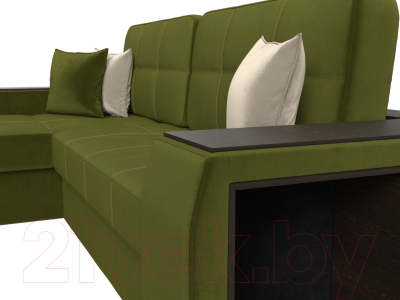 Диван угловой Лига Диванов Брюссель левый / 29387L (микровельвет зеленый)