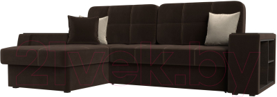 Диван угловой Лига Диванов Брюссель левый / 29388L (микровельвет коричневый) - фото