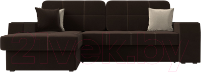 Диван угловой Лига Диванов Брюссель левый / 29388L (микровельвет коричневый)