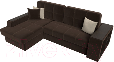 Диван угловой Лига Диванов Брюссель левый / 29388L (микровельвет коричневый)