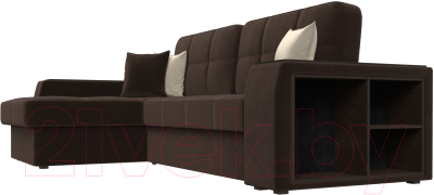 Диван угловой Лига Диванов Брюссель левый / 29388L (микровельвет коричневый)