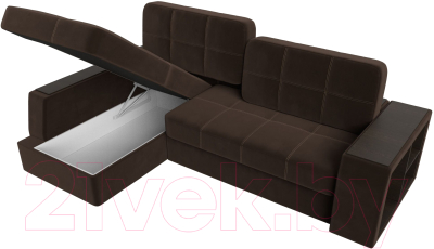 Диван угловой Лига Диванов Брюссель левый / 29388L (микровельвет коричневый)
