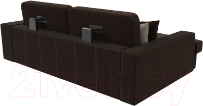 Диван угловой Лига Диванов Брюссель левый / 29388L (микровельвет коричневый)