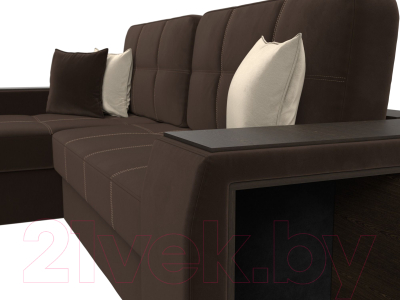 Диван угловой Лига Диванов Брюссель левый / 29388L (микровельвет коричневый)