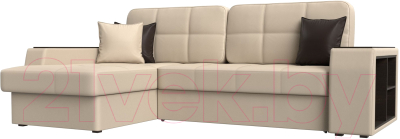 Диван угловой Лига Диванов Брюссель левый / 29394L (экокожа бежевый) - фото