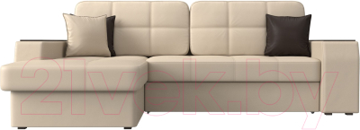 Диван угловой Лига Диванов Брюссель левый / 29394L (экокожа бежевый)