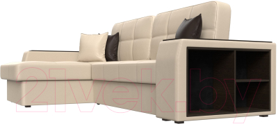 Диван угловой Лига Диванов Брюссель левый / 29394L (экокожа бежевый)
