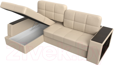 Диван угловой Лига Диванов Брюссель левый / 29394L (экокожа бежевый)