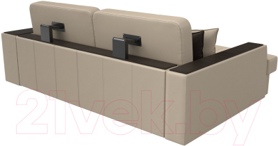 Диван угловой Лига Диванов Брюссель левый / 29394L (экокожа бежевый)