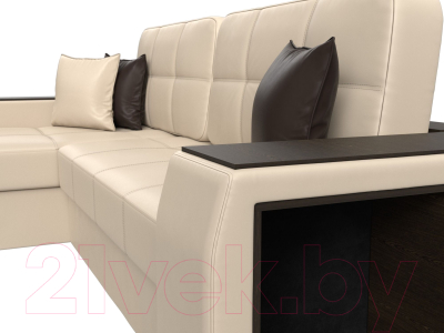 Диван угловой Лига Диванов Брюссель левый / 29394L (экокожа бежевый)