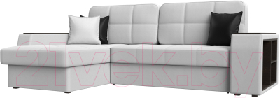 Диван угловой Лига Диванов Брюссель левый / 29395L (экокожа белый) - фото