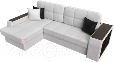 Диван угловой Лига Диванов Брюссель левый / 29395L (экокожа белый)