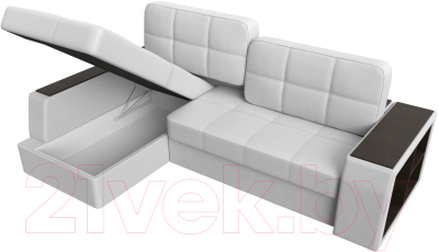 Диван угловой Лига Диванов Брюссель левый / 29395L (экокожа белый)