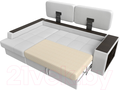 Диван угловой Лига Диванов Брюссель левый / 29395L (экокожа белый)