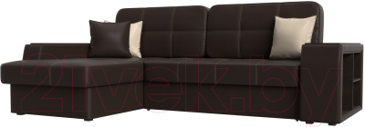Диван угловой Лига Диванов Брюссель левый / 29396L (экокожа коричневый) - фото