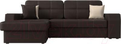Диван угловой Лига Диванов Брюссель левый / 29396L (экокожа коричневый)