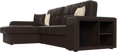 Диван угловой Лига Диванов Брюссель левый / 29396L (экокожа коричневый)