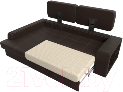 Диван угловой Лига Диванов Брюссель левый / 29396L (экокожа коричневый)