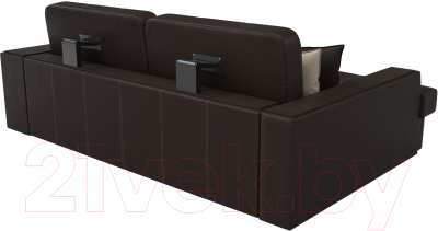 Диван угловой Лига Диванов Брюссель левый / 29396L (экокожа коричневый)