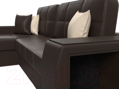 Диван угловой Лига Диванов Брюссель левый / 29396L (экокожа коричневый)
