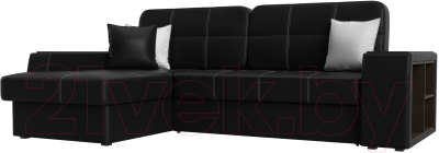 Диван угловой Лига Диванов Брюссель левый / 29397L (экокожа черный) - фото