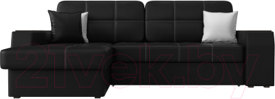 Диван угловой Лига Диванов Брюссель левый / 29397L (экокожа черный)