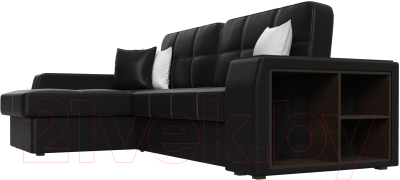 Диван угловой Лига Диванов Брюссель левый / 29397L (экокожа черный)