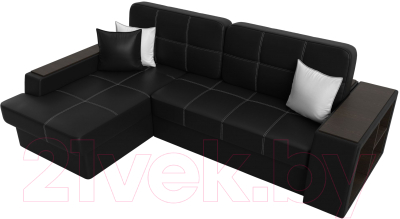 Диван угловой Лига Диванов Брюссель левый / 29397L (экокожа черный)