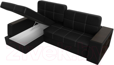 Диван угловой Лига Диванов Брюссель левый / 29397L (экокожа черный)
