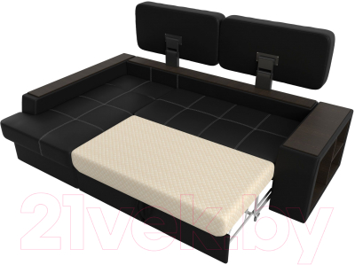 Диван угловой Лига Диванов Брюссель левый / 29397L (экокожа черный)