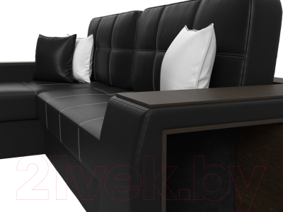 Диван угловой Лига Диванов Брюссель левый / 29397L (экокожа черный)