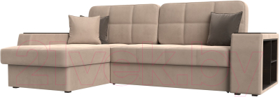 Диван угловой Лига Диванов Брюссель левый / 110647L (велюр бежевый) - фото