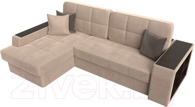 Диван угловой Лига Диванов Брюссель левый / 110647L (велюр бежевый)