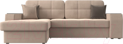 Диван угловой Лига Диванов Брюссель левый / 110647L (велюр бежевый)