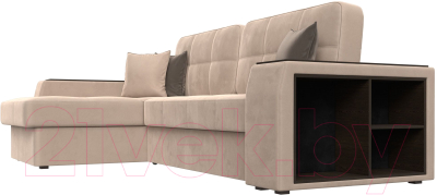 Диван угловой Лига Диванов Брюссель левый / 110647L (велюр бежевый)