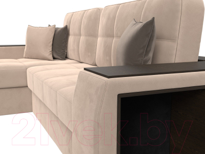 Диван угловой Лига Диванов Брюссель левый / 110647L (велюр бежевый)