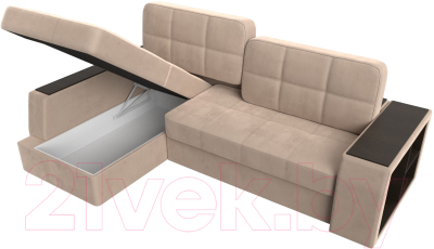 Диван угловой Лига Диванов Брюссель левый / 110647L (велюр бежевый)