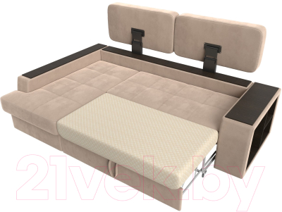 Диван угловой Лига Диванов Брюссель левый / 110647L (велюр бежевый)