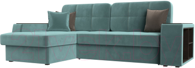 Диван угловой Лига Диванов Брюссель левый / 110648L (велюр бирюзовый) - фото