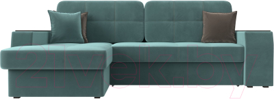 Диван угловой Лига Диванов Брюссель левый / 110648L (велюр бирюзовый)