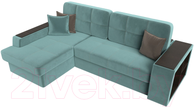 Диван угловой Лига Диванов Брюссель левый / 110648L (велюр бирюзовый)